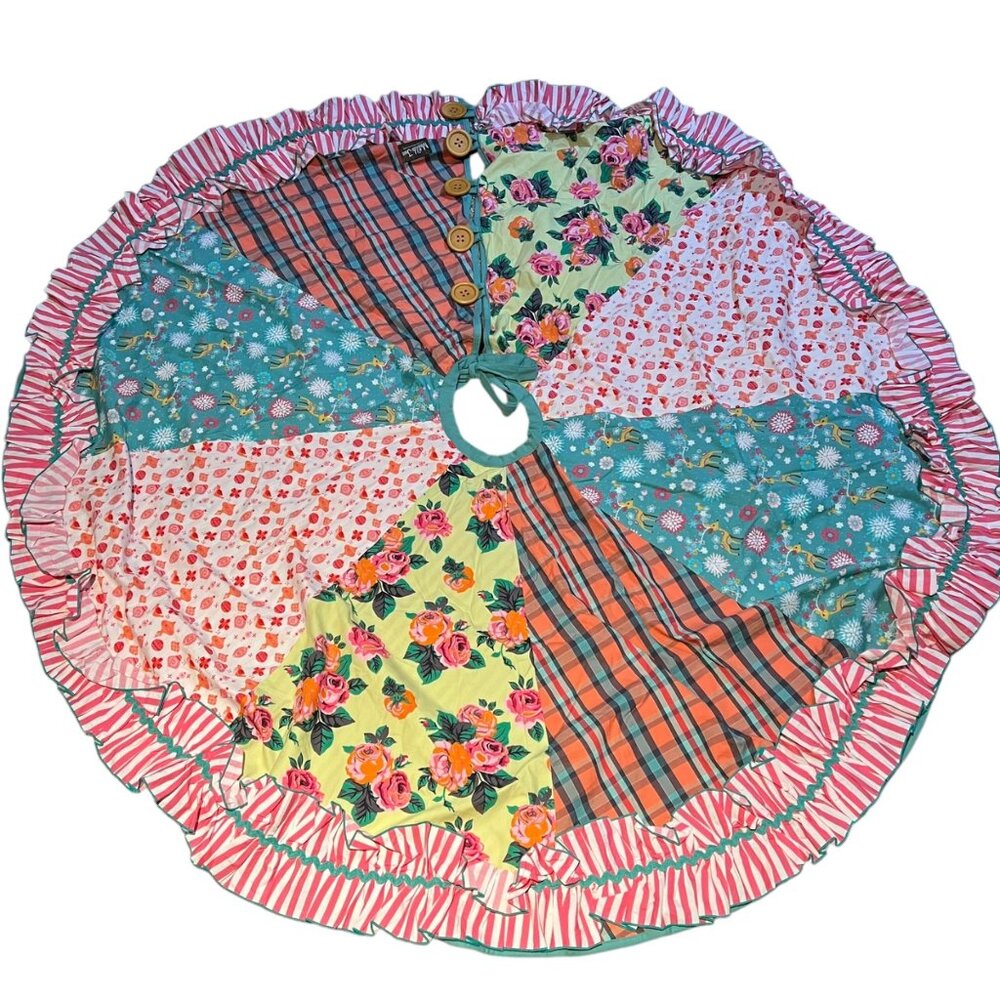 Matilda Jane Reversible Patchwork Christmas Tree Skirt With Stripes & Floral Pat
